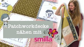 Patchworkdecke nähen  mit Briefecken und Waffel Piqué [upl. by Boycie]