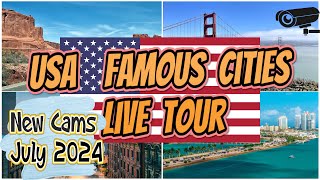 🔴🅻🅸🆅🅴🌎USA Webcam Tour🌆Explore Americas Most Famous Cities⭐Meteo🌦️Weather⚓New York🎡Los Angeles🧭 [upl. by Martynne]