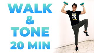 20 MIN WALK and TONE Workout • NO Jumping • Low Impact • Walking Workout 155 [upl. by Newfeld]