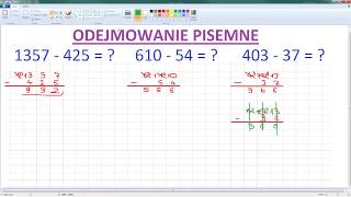 Jak odejmować pisemnie liczby  przykłady  ForumWiedzy [upl. by Hadihahs556]