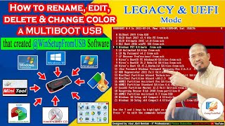 How to Rename Edit Change Color amp Add Program of MULTIBOOT USB created WinsetupFromUSB  English [upl. by Celie]