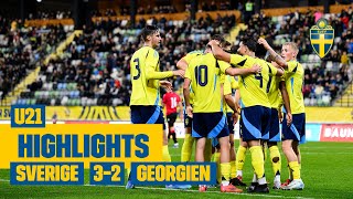 Highlights U21  Sverige – Georgien 3–2  Viktig seger i EMkvalet [upl. by Sedicla]