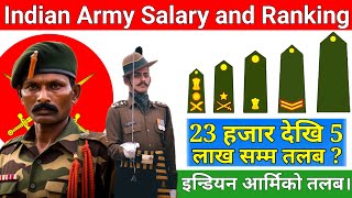 Indian army ranks and salary 2024  Real salary of army  इन्डियन अर्मिको तलब [upl. by Dareen]