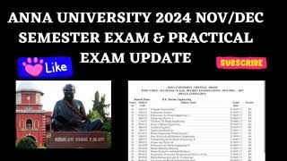 Anna university novdec2024 exam time table and practical exam update [upl. by Laeynad]