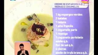 Culinária  Creme espargos com vieiras e cogumelos  Praça da Alegria [upl. by Gabi]