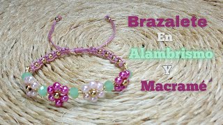 Aprende Bisutería Realiza Brazalete en Alambrismo y Macramé Tutorial DIY [upl. by Ecneret]