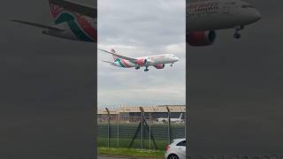 Kenya Airways Landing at Heathrow airport London [upl. by Aislehc]