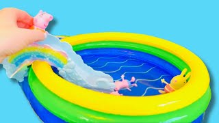 PEPPA PIG Toys Sliding Into Pool Playing In Water Compilation [upl. by Iblok995]