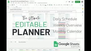 The Ultimate Editable Planner  Monthly Calendar Weekly Planner amp Daily Schedule  Google Sheets [upl. by Grier]