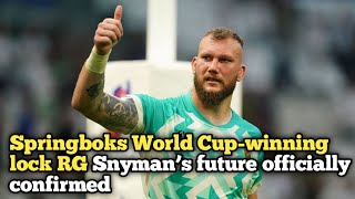 Springboks World Cupwinning lock RG Snyman’s future officially confirmed Springboks News [upl. by Blanchard]