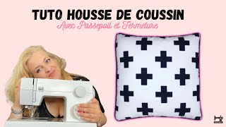 Housse de coussin avec passepoil et fermeture [upl. by Alleuqahs]