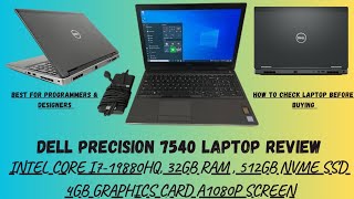 Dell Precision 7540 Laptop i79880H 32GB 512 SSD Quadro T1000Laptop Review  How to Check Laptop [upl. by Aitenev]