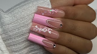 Pink Valentine’s Day Nails  Gel X Nails for beginners  Gel X Nail Tutorial [upl. by Napier]