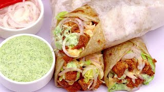 Chicken Tikka Paratha Roll Recipe With 3 Chutneys  Homemade Rolls  Quick And Easy Paratha Rolls [upl. by Concordia]