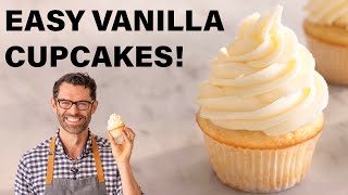 EASY Vanilla Cupcakes Recipe [upl. by Suolhcin707]