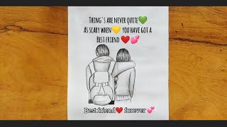 How to draw a girl and boy best friend for beginners step by step Best friend drawing [upl. by Jory120]