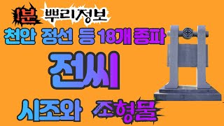 전씨천안 정선 등 18종파 시조와 조형물 1분 마스터 [upl. by Nalorac]