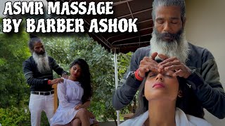 Asmr head massage therapy by Indian barber Ashok in Nature Asmr  Deep tissue soothing massage [upl. by Whitby319]