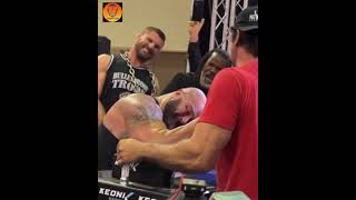 Shocking Punches thrown in the armwrestling table  Devon vs Adam Scherr shorts armwrestling [upl. by Rehpotsirc396]