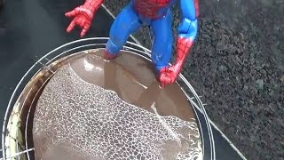 Amazing Spider Man Mirror Glaze Cake  Recipe part 410 [upl. by Ydak]