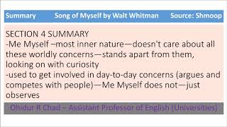 Summary  quotSong of Myselfquot by Walt Whitman [upl. by Assyla]