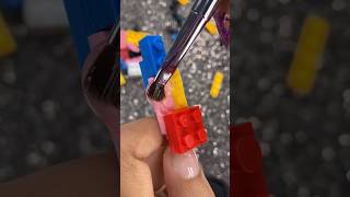 Creating a Nail with Real Lego 🟥🟦🟨 nails nailart asmr oddlysatisfying satisfyingvideos [upl. by Giglio]