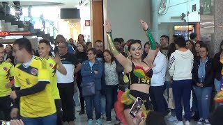 Traditional Colombian Dance in Bogota to support the Colombia womens national football team [upl. by Ahcatan169]