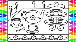 How to Draw a TEAPOT for Kids 💖💜💚☕️Teapot Drawing for Kids  Teapot Coloring Page for Kids [upl. by Akyre461]