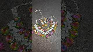 Heavy crystal glass stone necklace set on meesho unboxing jewelry [upl. by Durward332]