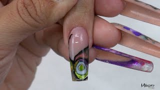 CAPITULO 8 FRENCH 3D CON POLYGEL DECORADO CON OJO DE GATO 9D Y PLATINUM GEL MIXCOCO [upl. by Assenej]