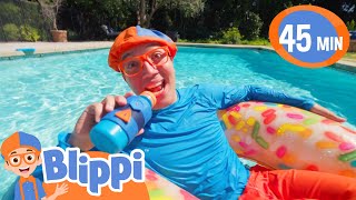 Blippis Pool Party  Educational Videos for Kids  Fun Summer Activities [upl. by Eelra]