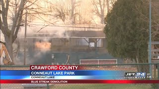 Fire reported at the Blue Streak Roller Coaster at Conneaut Lake Park [upl. by Krawczyk621]