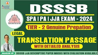 dsssb SPA  PA  JJA Legal Translation Passage Preparation [upl. by Harahs432]