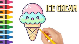 How to Draw  Colour an IceCream Easy For Kids  Satisfying Coloring Video 😍♥️ viralvideo [upl. by Menard]