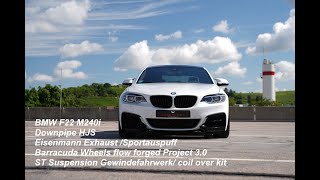 BMW M240 i Sportauspuff EisenmannExhaustSystems HJS Downpipe  barracudawheelsGewindefahrwerk ST [upl. by Ursuline]