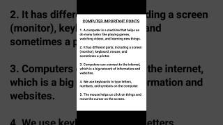 Computer important points  ytshorts shortvideos shortviral computer software computergyan [upl. by Gwendolin]