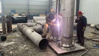 PreFabrication of Pipe Spools Production Weld Process Welding SS Pipe With Flange piper flange [upl. by Calypso654]