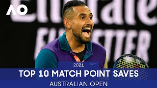 Top 10 Match Point Saves  Australian Open 2021 [upl. by Anima323]