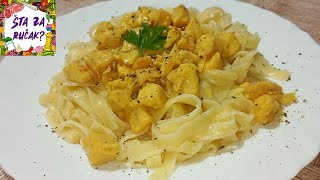 Pasta sa belim pilećim mesom  JEDNOSTAVNO LAKO I UKUSNO [upl. by Barbra]