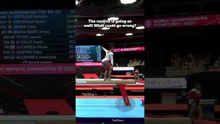 One foot slip and its all over💀 gymnastics fail beam [upl. by Benni]