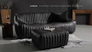 Cuban 3 seater Leather Couch Ash [upl. by Conant273]