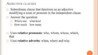 Adjective and Adverb Clauses [upl. by Teloiv]