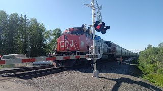 FAST CN powder train with a new locomotive as DPU in south range Wisconsin [upl. by Annahs]