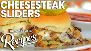 THE BEST CHEESESTEAK SLIDERS EVER  Blackstone Recipes [upl. by Grider]