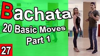 20 Bachata Basic Moves Part 1 Beginner  Bachata Tutorial 27  by MariusampElena [upl. by Ellenad]