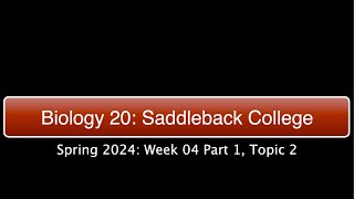 Saddleback Spring 2024 Biol 20  Week 4 Part 1 Topic 2 [upl. by Ymmit907]