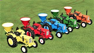 MINI TRACTORS OF COLORS  TRANSPORTING URSUS MINI TRACTORS TO LIMING WORK  Farming Simulator 22 [upl. by Emyaj]