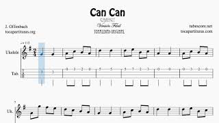 Can Can KARAOKE BACKINGTRACK Sheet Music Ukulele Sheet Music Ukulele Tablatura Punteo en Sol Mayor [upl. by Tunnell]