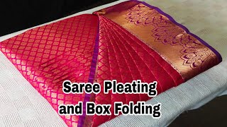 Saree prepleating ampBox folding full video🥻 Pattu saree saree video trending beauty [upl. by Pape]