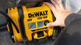 How to inflate a bike tire with a Presta valve using a DeWalt 20v DCC020IB inflator battery mode [upl. by Brooke193]